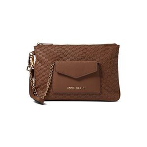 3428 Ak 2 Piece Embossed Logo Chain Wristlet Chestnut X- Small
